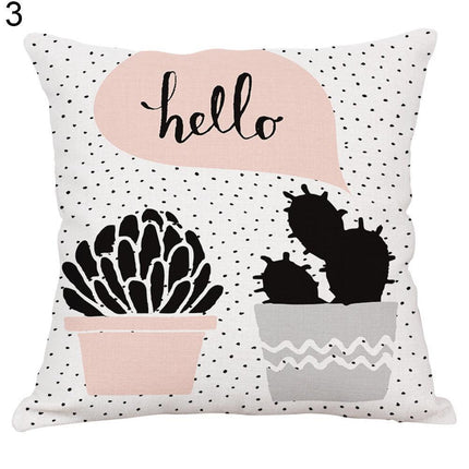Elegant Potted Cactus Linen Pillow Cover - Sophisticated Home Decor Accent - Très Elite