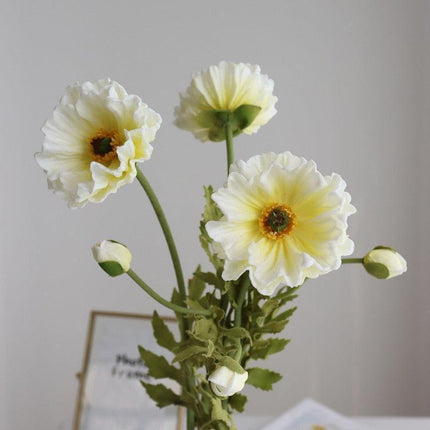 Elegant Realistic Poppy Faux Flower Bouquet - Luxurious Floral Centerpiece for Stylish Decor - Très Elite