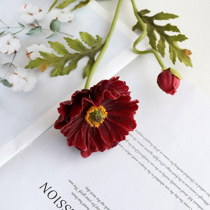 Elegant Realistic Poppy Faux Flower Bouquet - Luxurious Floral Centerpiece for Stylish Decor - Très Elite