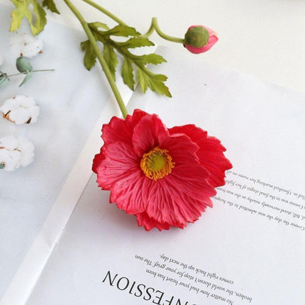 Elegant Realistic Poppy Faux Flower Bouquet - Luxurious Floral Centerpiece for Stylish Decor - Très Elite