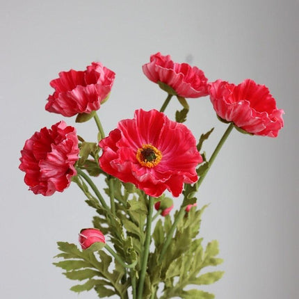 Elegant Realistic Poppy Faux Flower Bouquet - Luxurious Floral Centerpiece for Stylish Decor - Très Elite