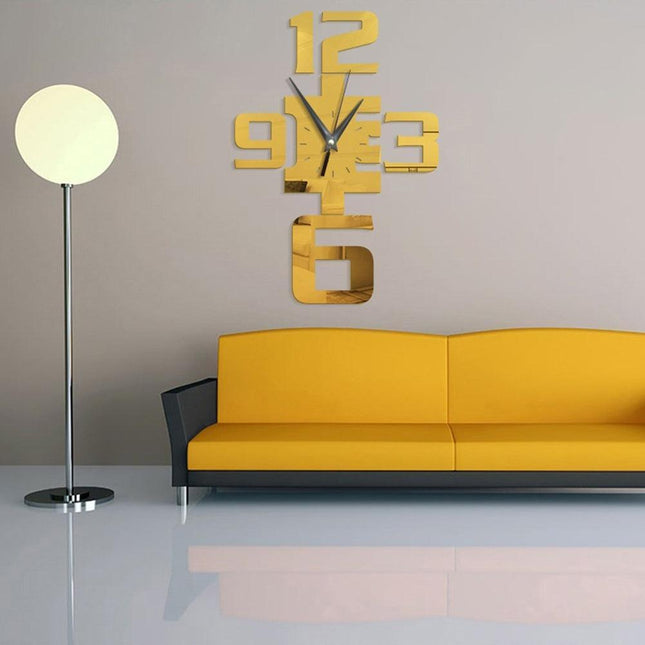Elegant Reflective Arabic Numerals Large Wall Clock Decal for Stylish Home Decor