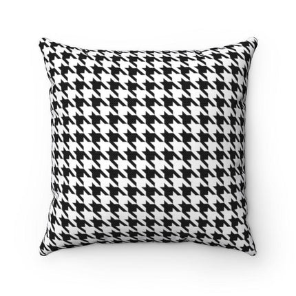 Elegant Reversible Pillow Cover featuring Red Floral and Houndstooth Design - Très Elite