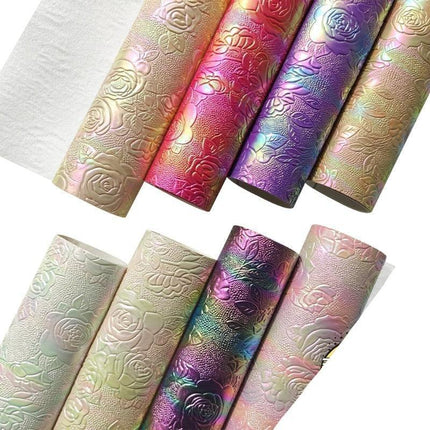 Elegant Rose Embossed Faux Leather Craft Sheets for Creative Projects - Très Elite