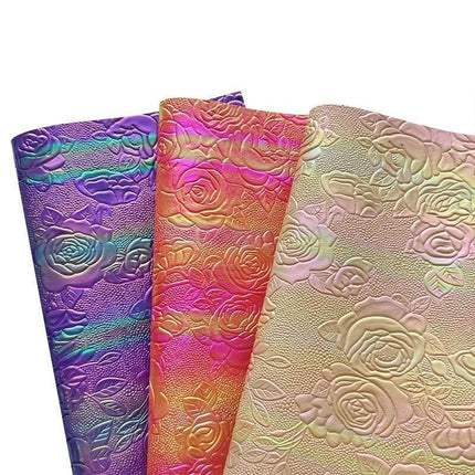 Elegant Rose Embossed Faux Leather Craft Sheets for Creative Projects - Très Elite