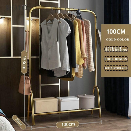 Elegant Rose-Gold Single-Pole Garment Stand and Storage Solution - Très Elite