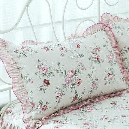 Elegant Ruffle Garden Cotton Pillowcase Duo - Premium Bedding Collection - Très Elite
