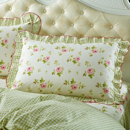Elegant Ruffle Garden Cotton Pillowcase Duo - Premium Bedding Collection - Très Elite