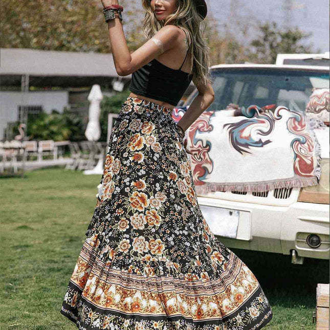 Elegant Ruffled Hem High-Low Viscose Skirt - A Must-Have for Every Occasion