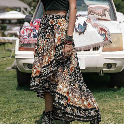 Elegant Ruffled Hem High-Low Viscose Skirt - A Must-Have for Every Occasion - Très Elite