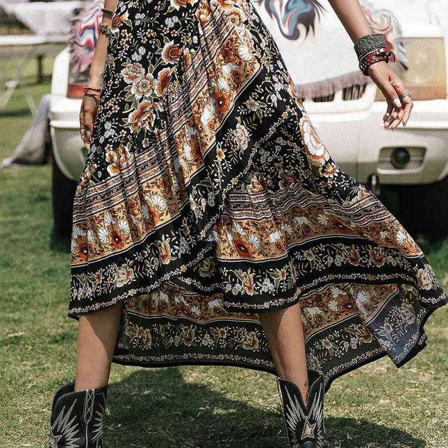 Elegant Ruffled Hem High-Low Viscose Skirt - A Must-Have for Every Occasion