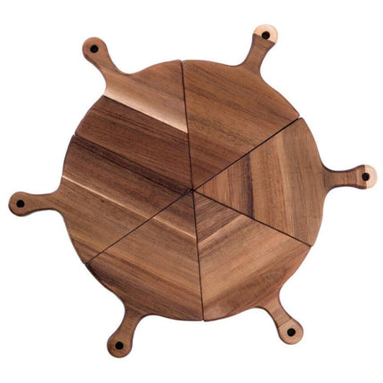 Elegant Rustic Wooden Serving Tray Collection - 6-Piece Set for Stylish Dining - Très Elite