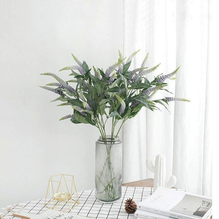 Elegant Sage Grass Faux Floral Arrangement - Set of 5 Realistic Stems - Très Elite