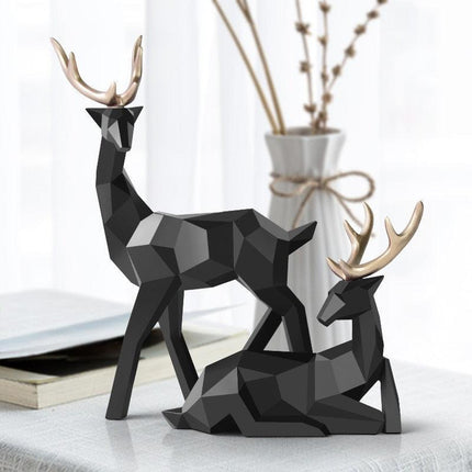 Elegant Scandinavian Resin Deer Family Art Piece for Home Decor Enhancement - Très Elite