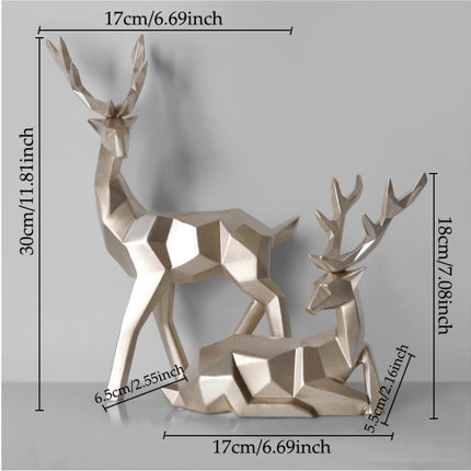 Elegant Scandinavian Resin Deer Family Art Piece for Home Decor Enhancement - Très Elite