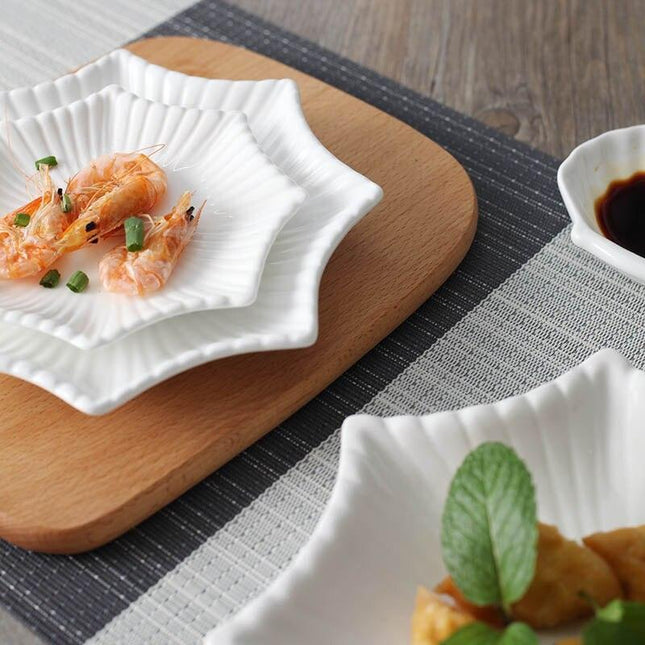 Elegant Set of 4 Octagonal White Ceramic Serving Bowls - Très Elite