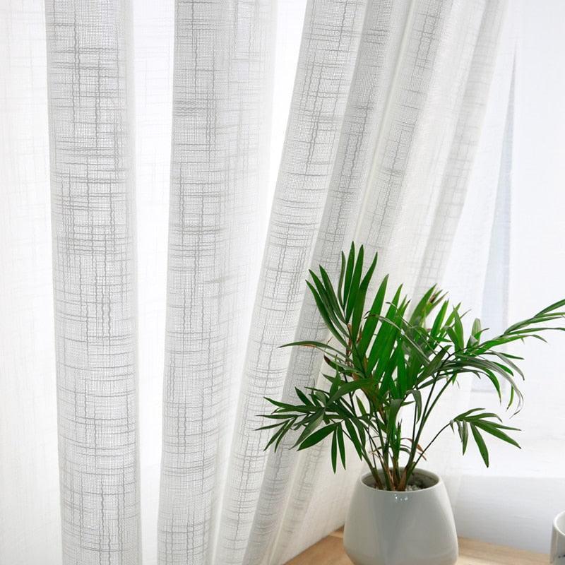 Elegant Sheer White Cross Pattern Curtain Set for Contemporary Home Decor - Très Elite