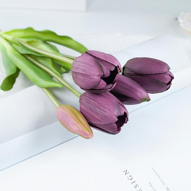 Elegant Silicone Tulip Collection: 5 Realistic Artificial Flowers for Timeless Decor