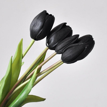 Elegant Silicone Tulip Collection: 5 Realistic Artificial Flowers for Timeless Decor..