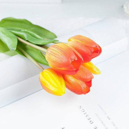 Elegant Silicone Tulip Collection: 5 Realistic Artificial Flowers for Timeless Decor..