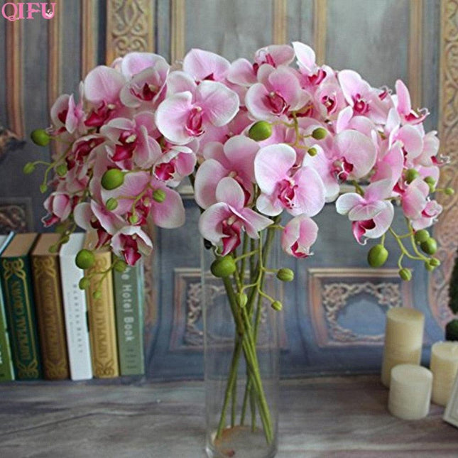 Elegant Silk Flower Arrangement with Butterfly Orchids and Mini Roses - Luxurious Botanical Display