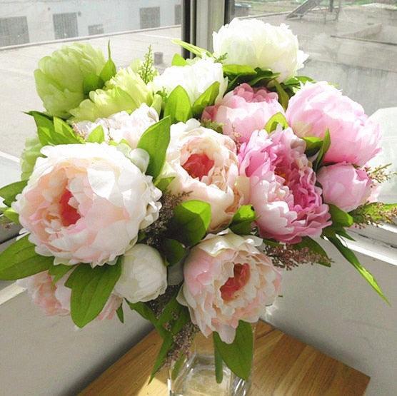 Elegant Silk Peony Bouquet Set - Ideal for Weddings and Home Aesthetics - Très Elite