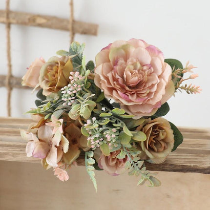 Elegant Silk Peony Rose Autumn Arrangement for Luxurious Decor