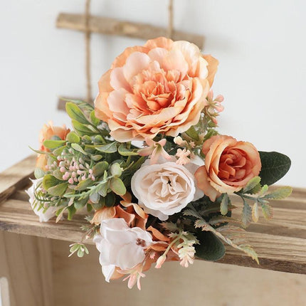 Elegant Silk Peony Rose Autumn Arrangement for Luxurious Decor