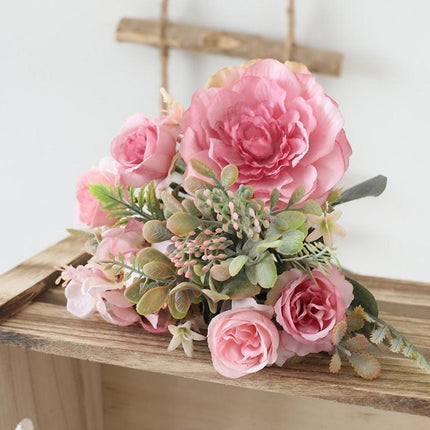 Elegant Silk Peony Rose Autumn Arrangement for Luxurious Decor