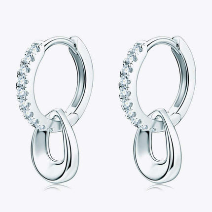 Elegant Silver Double Hoops with Dazzling Lab-Diamond Accents
