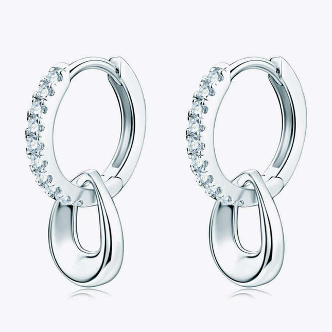 Elegant Silver Double Hoops with Dazzling Lab-Diamond Accents