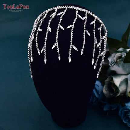 Elegant Silver Water Drop Rhinestone Bridal Headpiece - Très Elite
