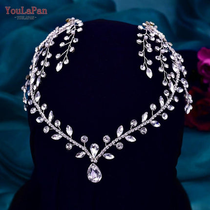 Elegant Silver Water Drop Rhinestone Bridal Headpiece - Très Elite