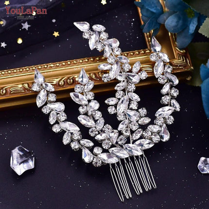 Elegant Silver Water Drop Rhinestone Bridal Headpiece - Très Elite
