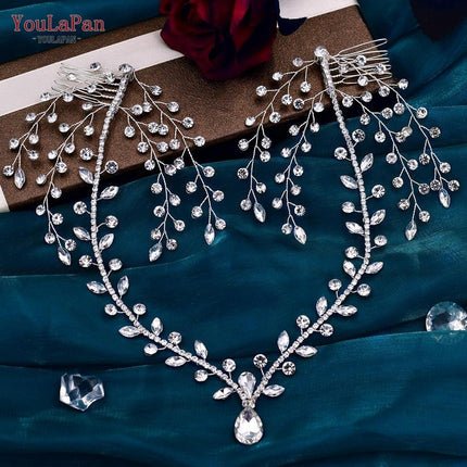 Elegant Silver Water Drop Rhinestone Bridal Headpiece - Très Elite