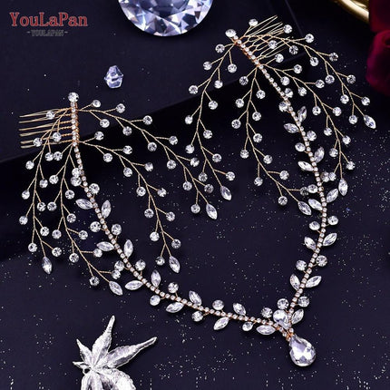 Elegant Silver Water Drop Rhinestone Bridal Headpiece - Très Elite