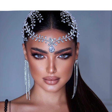 Elegant Silver Water Drop Rhinestone Bridal Headpiece - Très Elite