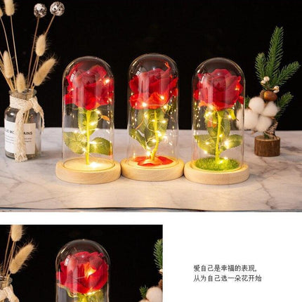 Elegant Simulated Rose Glass Dome - A Touch of Luxury for Your Home - Très Elite