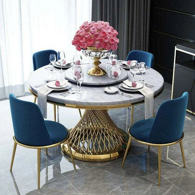 Elegant Sintered Stone Dining Set with Modern Stainless Steel Base - The Perfect Touch for Stylish Interiors