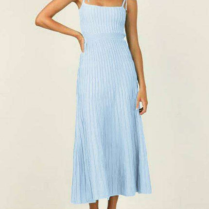 Elegant Sling Accent Knit Swing Dress for Women