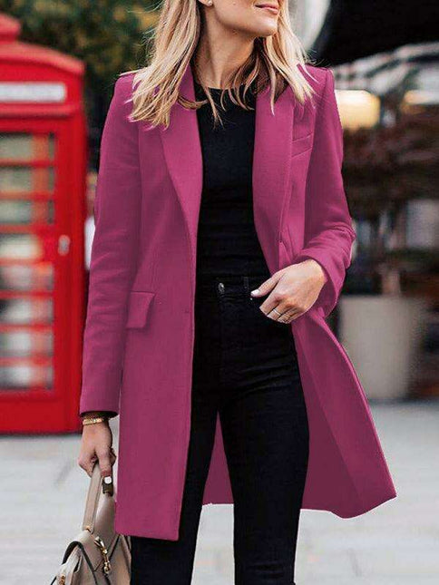 Elegant Solid Knee-Length Women's Blazer - Jakoto Collection