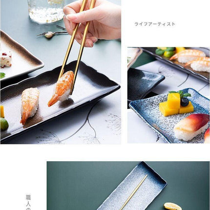 Elegant Square Ceramic Sushi Plate Collection - 5 Piece Set - Très Elite