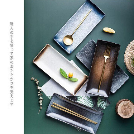 Elegant Square Ceramic Sushi Plate Collection - 5 Piece Set - Très Elite