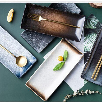 Elegant Square Ceramic Sushi Plate Collection - 5 Piece Set - Très Elite