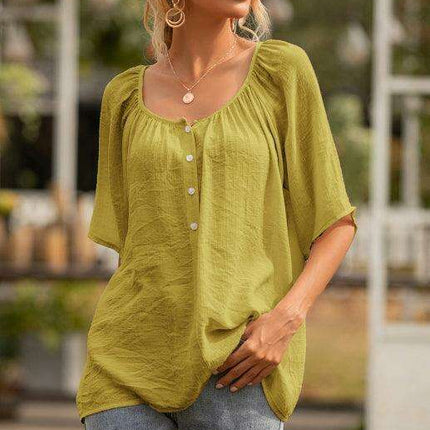 Elegant Square Neck Pleated Blouse - All-Occasion Women's Top