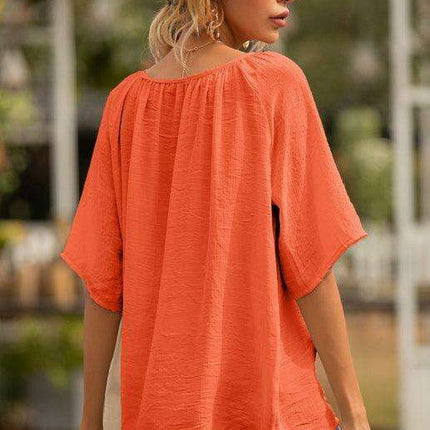 Elegant Square Neck Pleated Blouse - All-Occasion Women's Top
