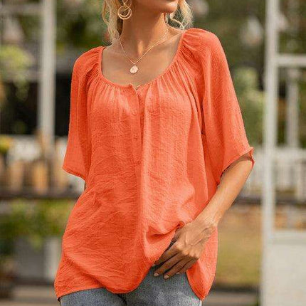 Elegant Square Neck Pleated Blouse - All-Occasion Women's Top
