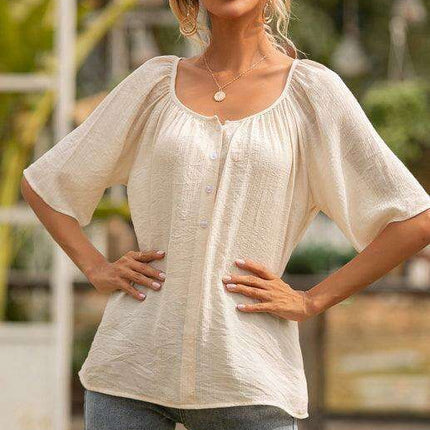 Elegant Square Neck Pleated Blouse - All-Occasion Women's Top