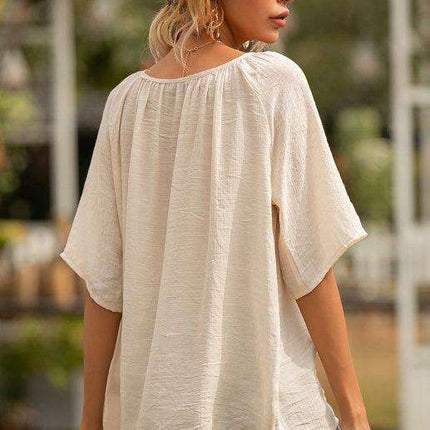 Elegant Square Neck Pleated Blouse - All-Occasion Women's Top