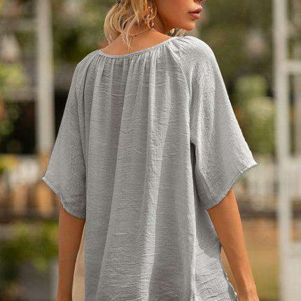 Elegant Square Neck Pleated Blouse - All-Occasion Women's Top